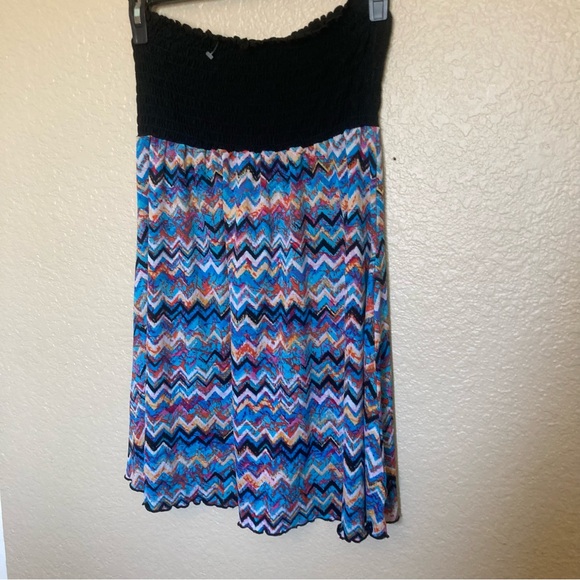 Apt. 9 Black and Multicolor Chevron Strapless Dress Stretch - Picture 1 of 4